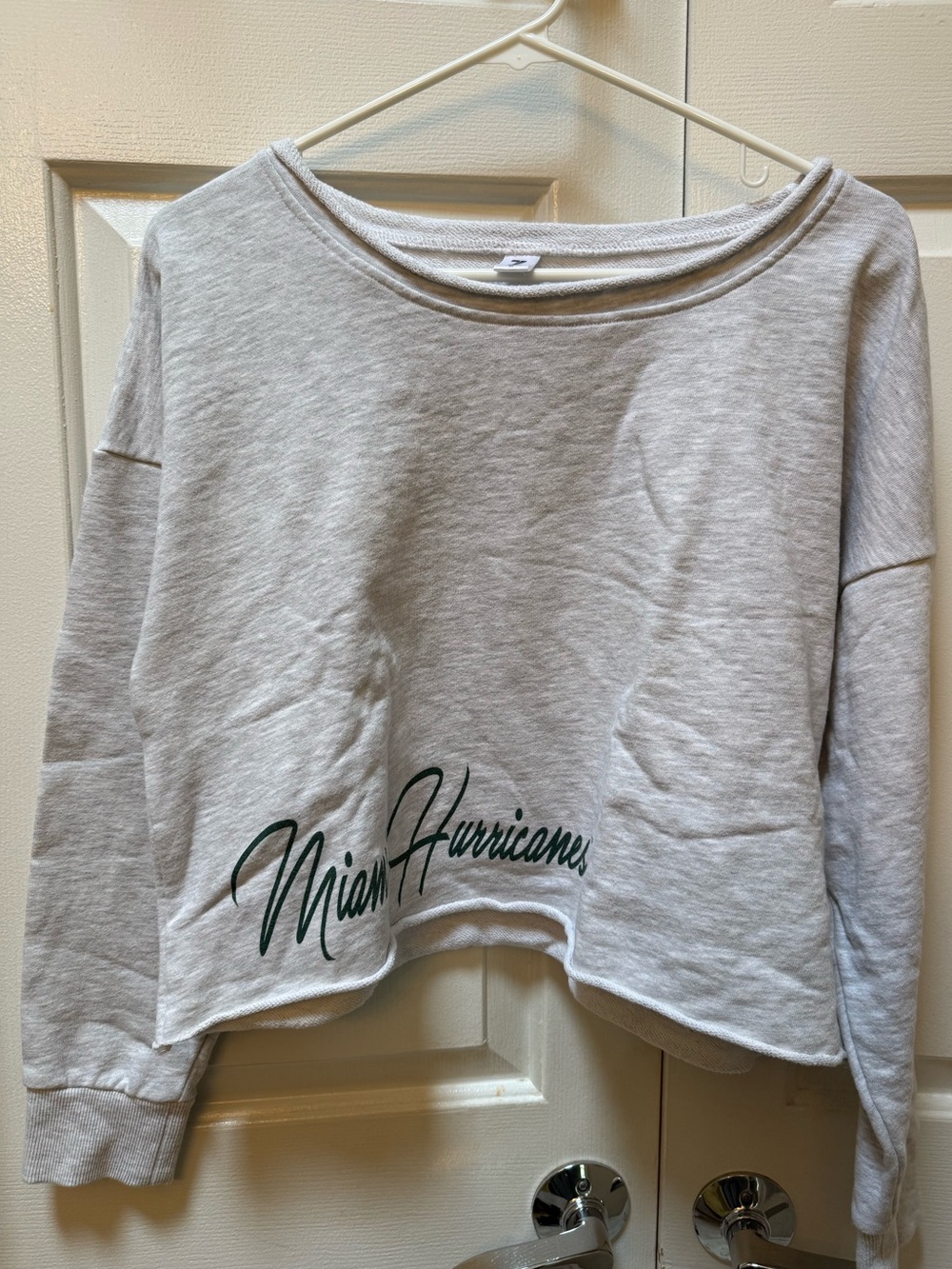 Miami Hurricanes Light Gray Cropped Sweatshirt